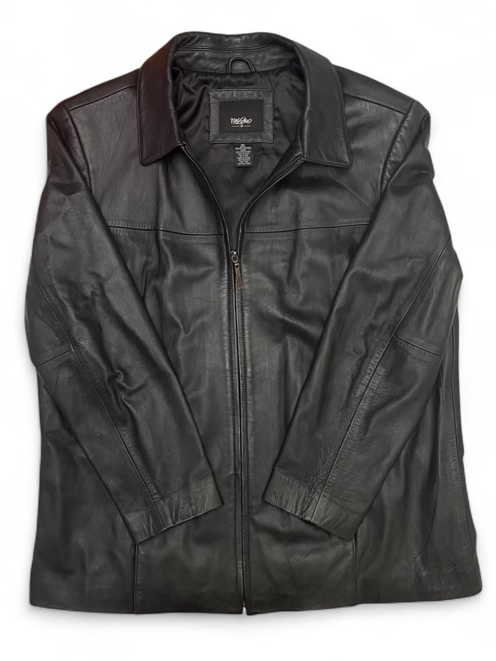 Y2K 90s Mossimo Women’s Genuine Leather Jacket 16W Black Relaxed Oversized